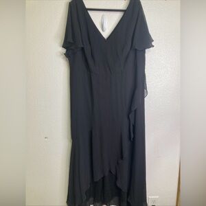 Ever Pretty Black Chiffon Maxi Dress Asymmetrical Dark Fairy Whimsygoth Sz 4XL